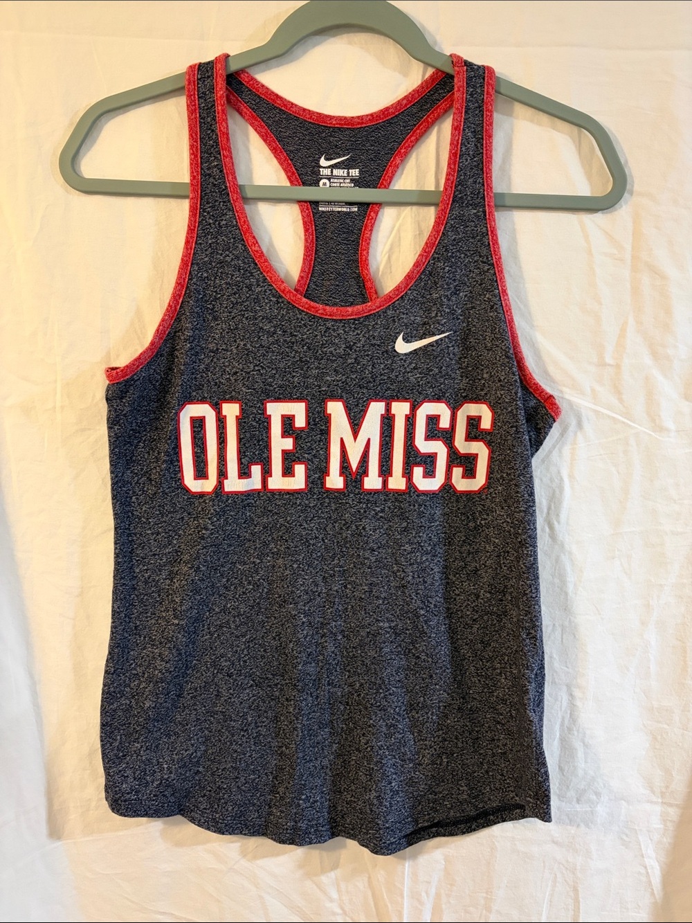 Ladies Nike Navy Ole Miss Racerback Tank with Red Trim